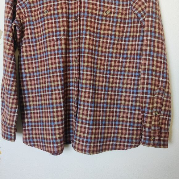 Pendleton Women's Virgin Wool Brown Gingham Check Button Up Flannel Small Petite - Picture 4 of 10